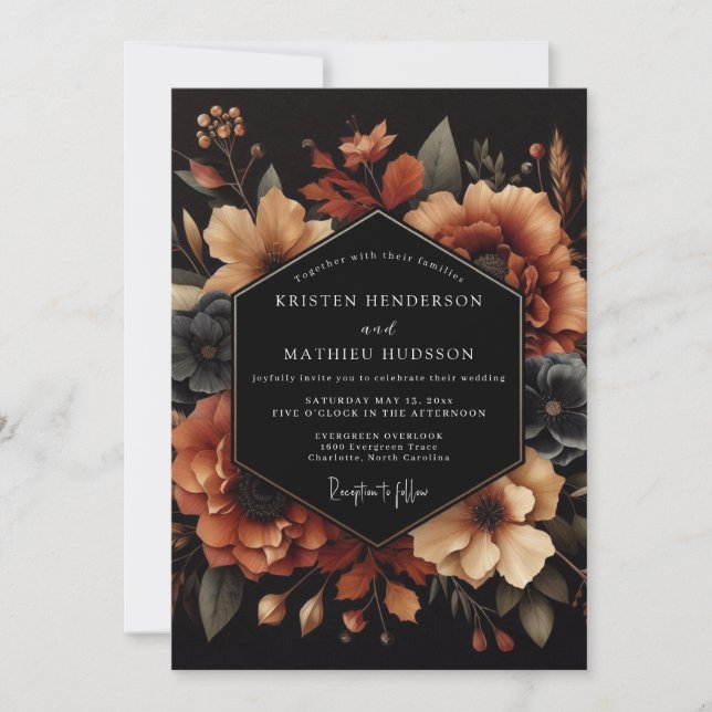 Convites Burnt Orange Nocturne Wedding (Frente)