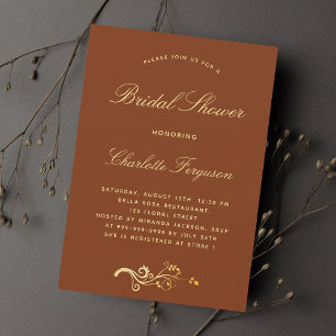 Convites Burnt orange rust gold script bridal shower