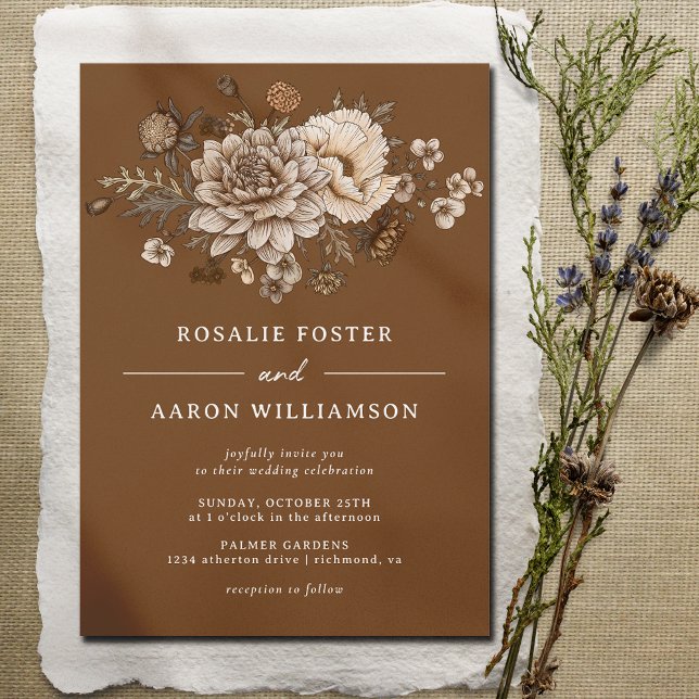 Convites Burnt Orange Sienna | Boho Floral Elegante (Criador carregado)