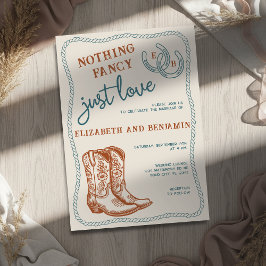 Convites Burnt Orange Teal Cream Western Horseshoe Wedding