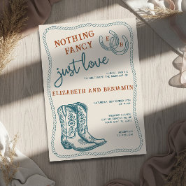 Convites Burnt Orange Teal Cream Western Horseshoe Wedding