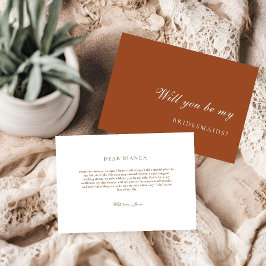 Convites Burnt Orange Terracotta Bridesmaid Proposal Card