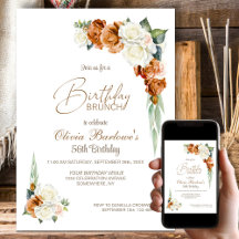 Burnt Orange White Rose Floral Birthday Brunch
