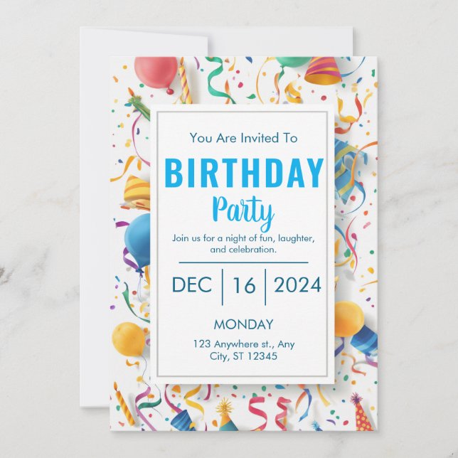 Convites Burst of Joy Birthday Invitation (Frente)