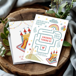 Convites Busca Ativa de Aniversário, Balões e Castelo