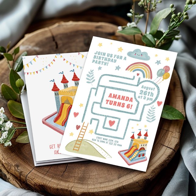 Convites Busca Ativa de Aniversário, Balões e Castelo (Criador carregado)