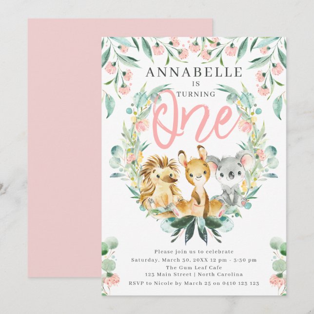 Convites Bush Safari 1rua Aniversário (Frente/Verso)