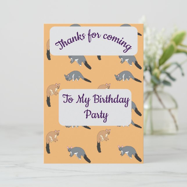 Convites Bushy Tail Possums Thank you Card (Em pé/Frente)