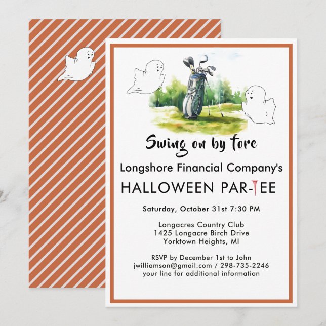 Convites Business Golf Club Halloween Par-tee (Frente/Verso)