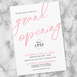 Convites Business Grand Opening Logo Pink Elegant