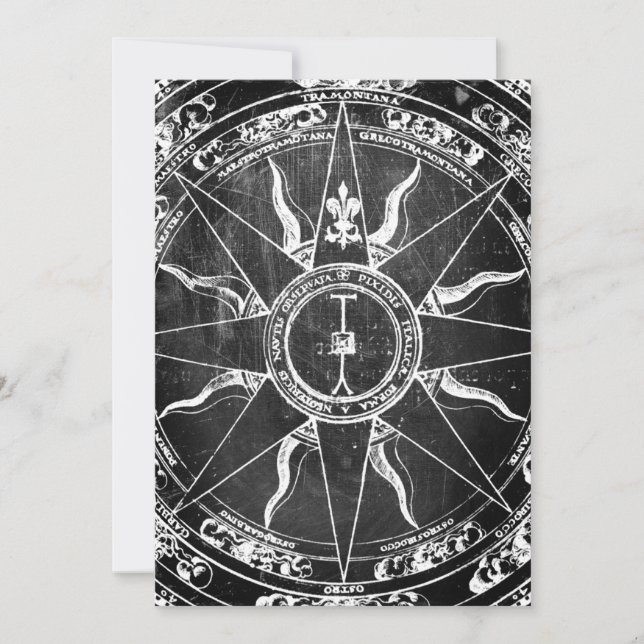 Convites Bússola Antiga Rosa (Frente)