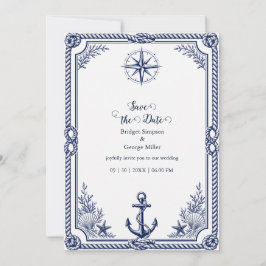Convites Bússola de Casamento Naval Náutico Vintage