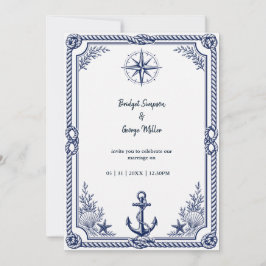 Convites Bússola de Casamento Naval Vintage