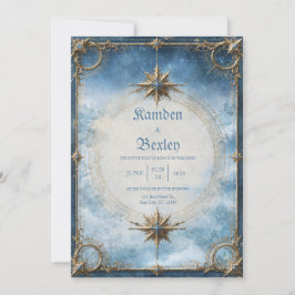 Convites Bússola Dourada Celestial Casamento