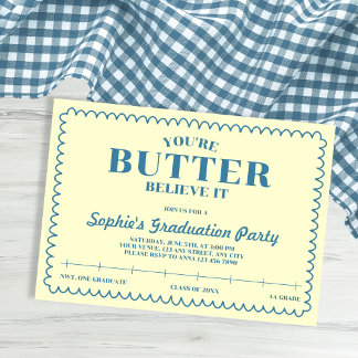 Convites Butter Believe It Yellow Vintage 2026 Graduation