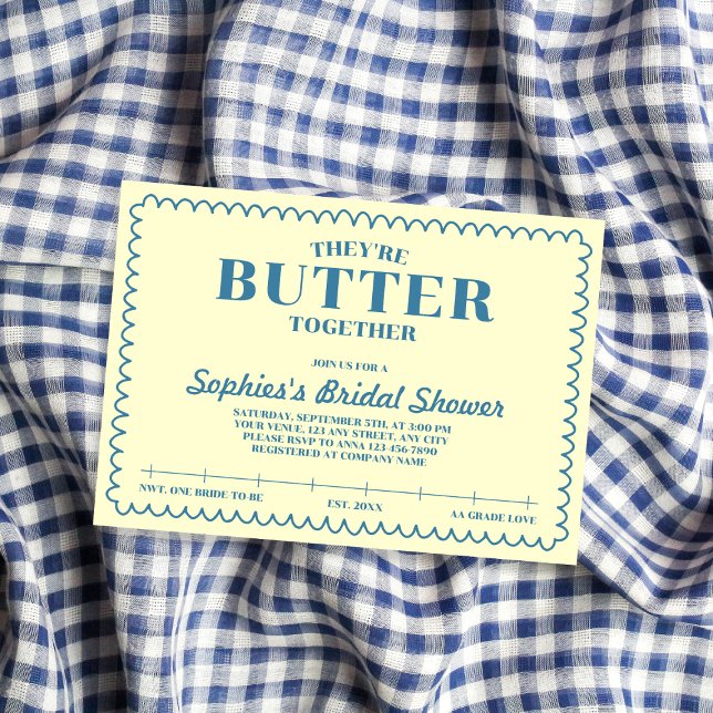 Convites Butter Together Yellow Vintage Bridal Shower (Butter Together Yellow Vintage Bridal Shower Invitation)