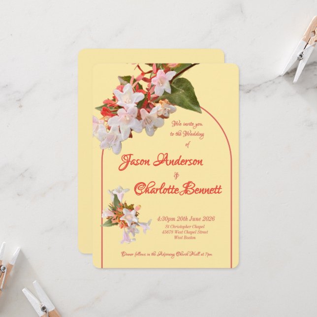 Convites Butter Yellow & Honeysuckle Photo Wedding (Frente/Verso In Situ)