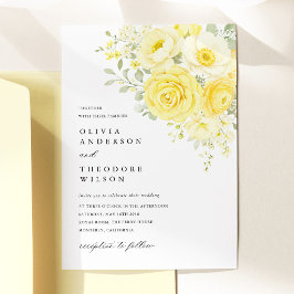 Convites Butter Yellow Ivory Floral Wedding