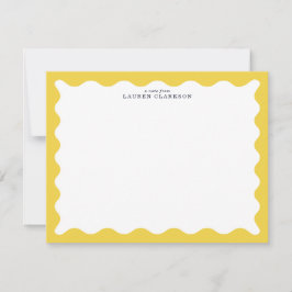 Convites Butter Yellow Wavy Frame Note Card