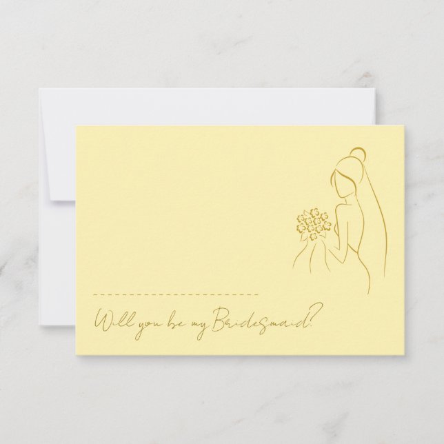 Convites Butter Yellow Will You Be My Bridesmaid Proposal (Frente)
