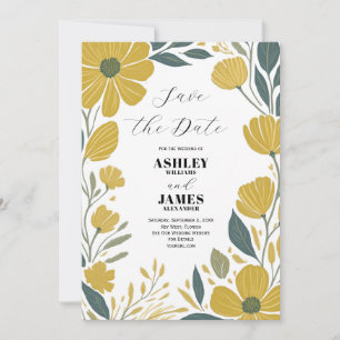 Convites ButterCup Yellow Modern Floral Salvar Data