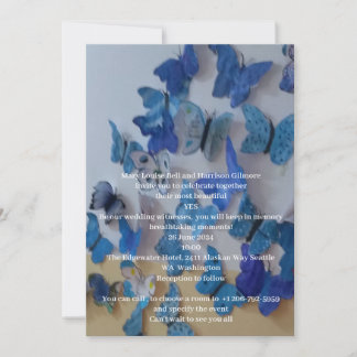 Convites Butterflies Blue Wedding Invitation