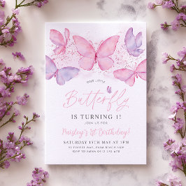Convites Butterfly 1st Birthday Invitation Pink Purple Girl