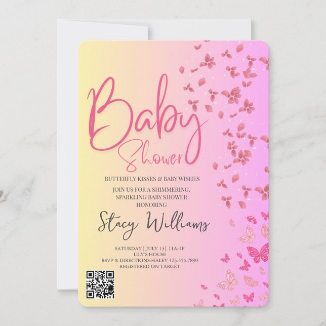 Convites Butterfly Baby Shower (Frente)