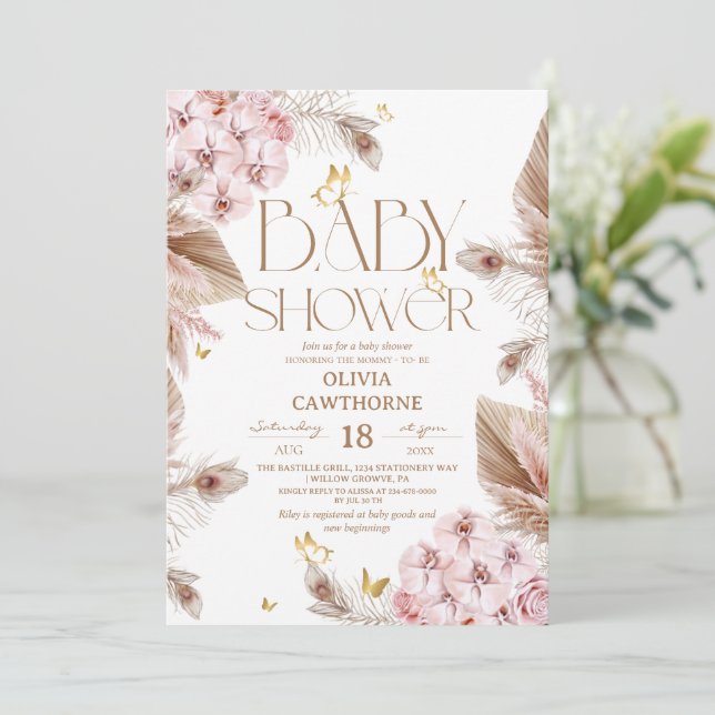 Convites  Butterfly Baby Shower  (Em pé/Frente)