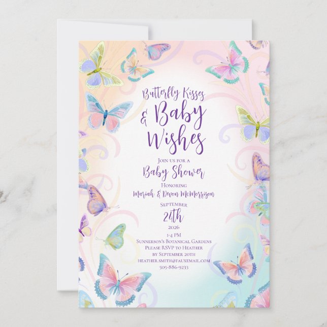Convites Butterfly Baby Shower Invitation (Frente)