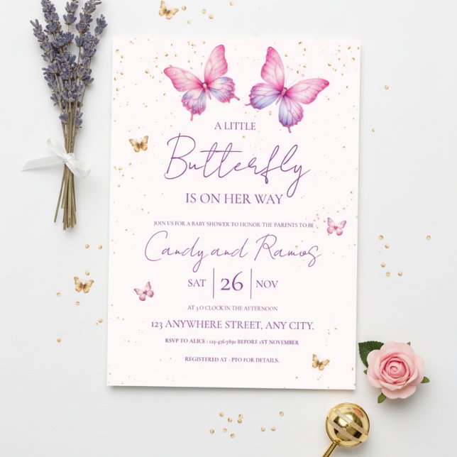 Convites Butterfly Baby Shower Invitation (Criador carregado)