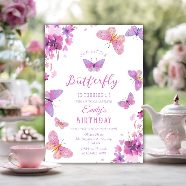 Convites Butterfly First Birthday (Criador carregado)