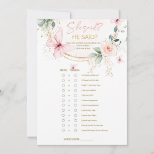 Convites Butterfly Flores ele disse que ela disse jogo