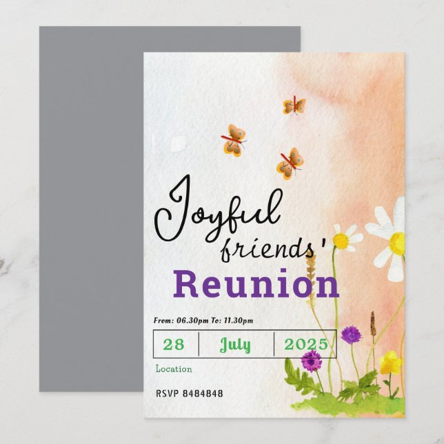 Convites Butterfly Friends' Reunion Invitations  (Frente/Verso)