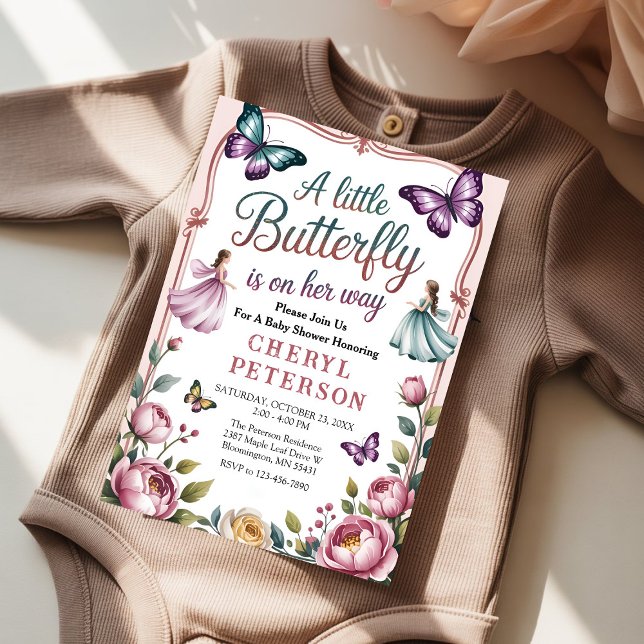 Convites Butterfly Garden Baby Shower (Criador carregado)