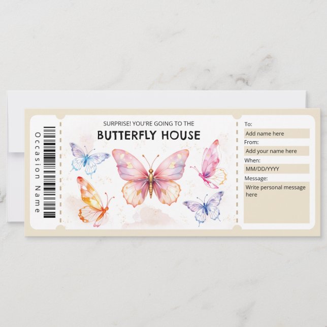 Convites  Butterfly House Gift Certificate (Frente)