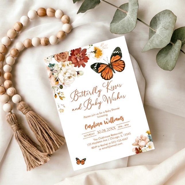 Convites Butterfly Kisses Baby Shower Invitation (Criador carregado)