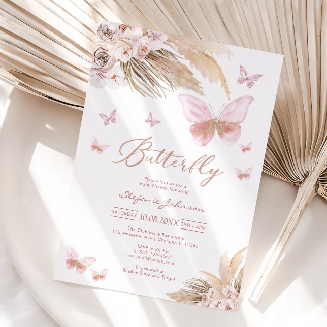 Convites Butterfly Pampass Baby Shower Invitation (Criador carregado)