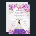 Convites Butterfly princesa roxa Quinceanera<br><div class="desc">Borboleta Roxa Quinceanera Aniversário Mexicano Mis Quince Anos,  15 Birthday</div>