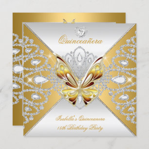 Convites Butterfly Quinceanera 15 do Partido Dourado Prata