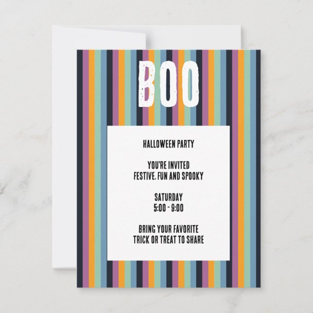 Convites Buu! Listras Verticais Sombreadas de Halloween (Frente)