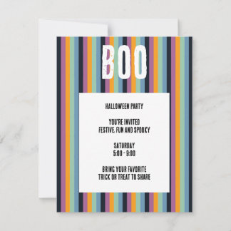 Convites Buu! Listras Verticais Sombreadas de Halloween