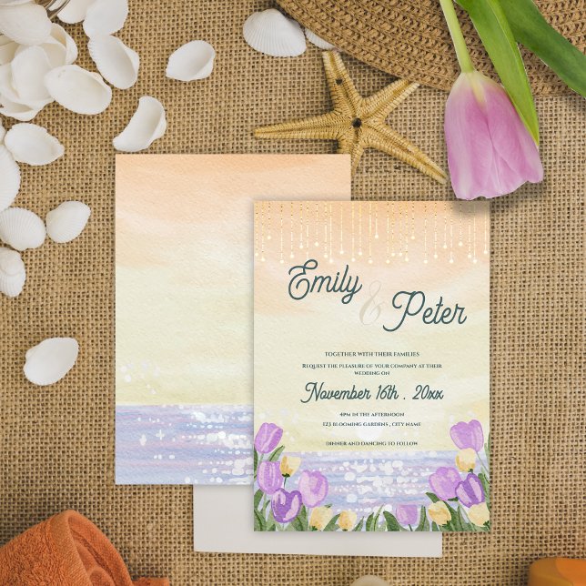 Convites “By the Sea” Watercolor Beach Wedding (“By the Sea” Watercolor Beach Wedding Invitation)