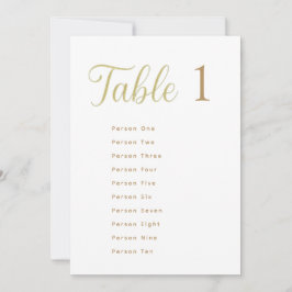 Convites Cِustom Elegant Gold Table Number 1 Seating Chart