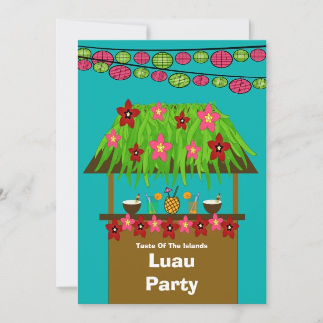 Convites Cabana Aloha Luau PartyInvitation de Tiki (Frente)