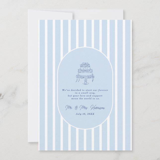 Convites Cabana Listrada Azul Casamento Minimalista (Verso)