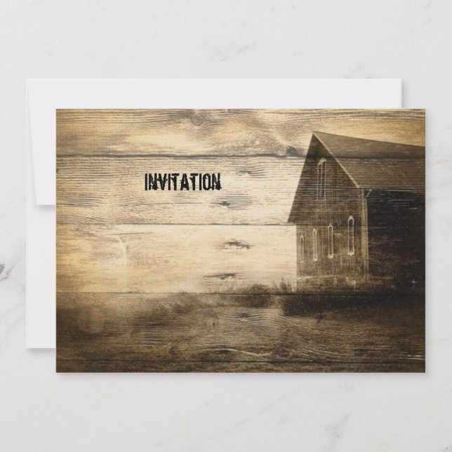 Convites cabana rústica antiga país ocidental celeiro casa  (Frente)