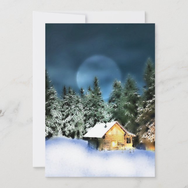 Convites Cabana Rústica de Troncos Lua Cheia (Frente)