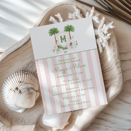 Convites Cabana Stripes Palm Beach Monogram Crest