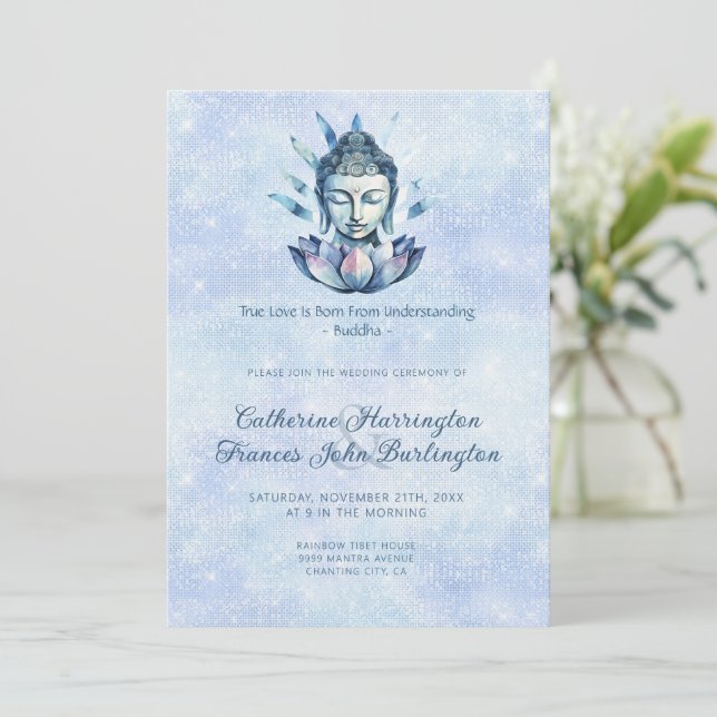 Convites Cabeça de Buda em Aquarela Cerimônia de Casamento  (Em pé/Frente)